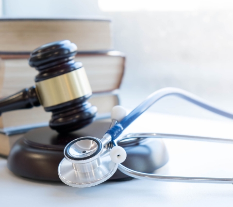 gavel and a stethoscope